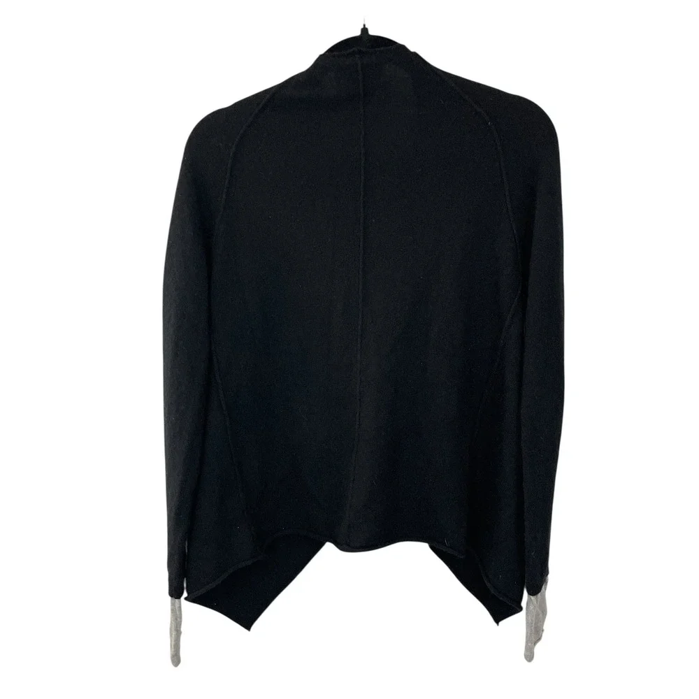 Zadig & Voltaire Daphnee New C Black Cashmere Cardigan Sweater M Open Waterfall - Picture 2 of 9